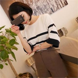 Stripe 3/4-sleeve Top