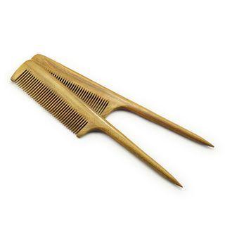 Wooden Hair Comb 1801 - Yellowish Green - 21cm X 3cm