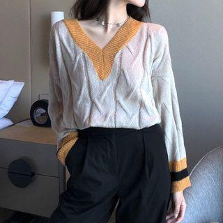Contrast Trim Sweater Gray - One Size
