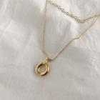 Hoop-pendant Chain Necklace Set (2 Pcs) Gold - One Size