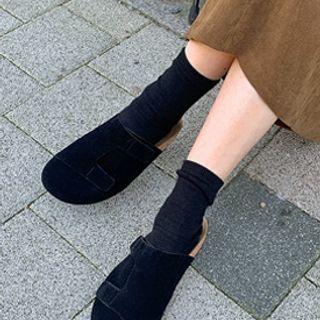 Adhesive-strap Suedette Flat Clogs