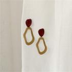 Irregular Hoop Drop Earring 1 Pair - Earrings - Gold & Blue - One Size