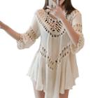 Elbow-sleeve Perforated Tunic