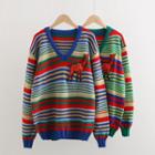 Striped Embroidered Sweater