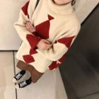 Argyle Patterned Turtleneck Sweater