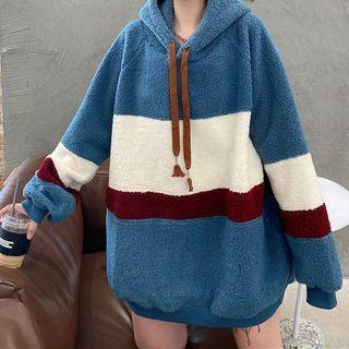 Paneled Fluffy Hoodie