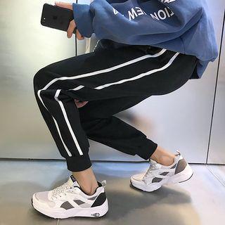 Fleece-lined Striped Trim Sweatpants