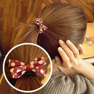 Acrylic Bow Hair Tie Leopard - Dark Color - One Size