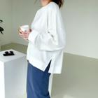 Monotone Slit-side Sweatshirt White - One Size