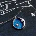 925 Sterling Silver Moon Necklace S925 Silver - Blue & Silver - One Size