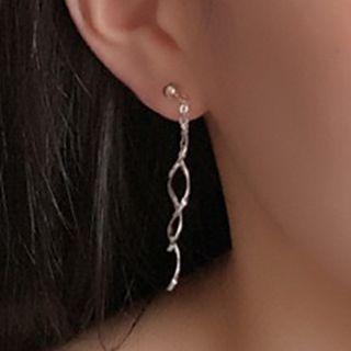 Geometric Sterling Silver Drop Ear Stud 1 Pair - Silver - One Size