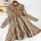 Argyle Knit Mini A-line Dress