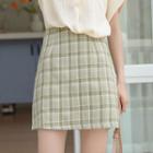 Plaid Mini Straight-fit Skirt