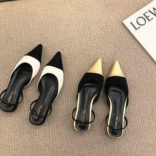 Pointy-toe Two-tone Slingback Sandals