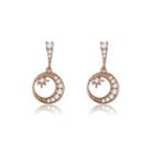 925 Sterling Silver Plated Rose Gold Star And Moon Earrings With Austrian Element Crystal Rose Gold - One Size