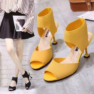 Cutout High Heel Knit Sandals