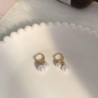 Faux Pearl Hoop Earring 1 Pair - Faux Pearl Hoop Earring - Gold - One Size