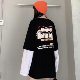 Mock-two-piece Letter Print Sweatshirt