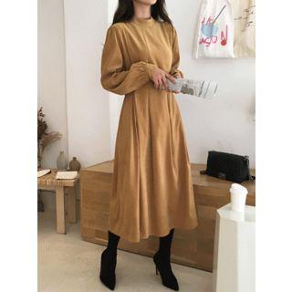 Buttoned-waist A-line Maxi Dress