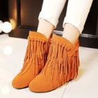 Tassel Detail Wedge Ankle Boots