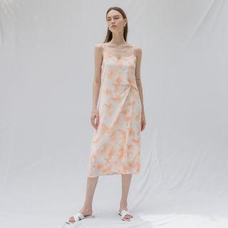 Sleeveless Twisted Printed Midi Dress