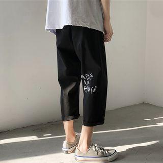 Printed Straight-leg Cropped Pants