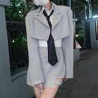 Plain Cropped Blazer / Mini Pencil Skirt / Shirt With Necktie