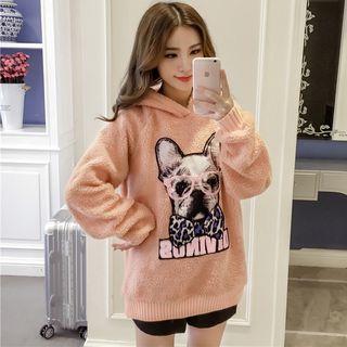 Dog Embroidery Fleece Hoodie