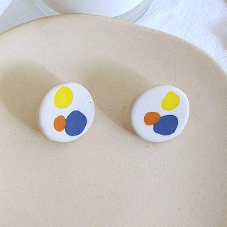 Printed Soft Clay Disc Earring