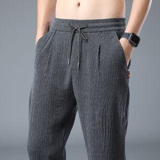 Cropped Straight Leg Linen Pants