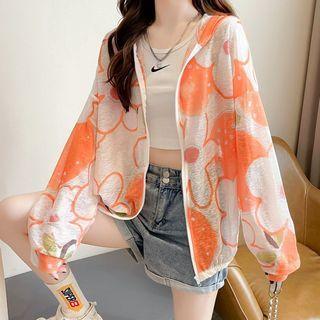 Flower Hooded Zip-up Jacket