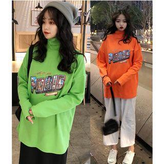 Long Turtleneck Print T-shirt