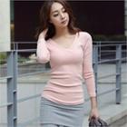 V-neck Slim-fit Brushed-fleece T-shirt