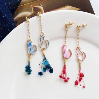 Alloy Cat & Flower Dangle Earring