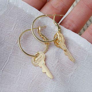 Alloy Key Dangle Earring 1 Pair - As Shown In Figure - One Size