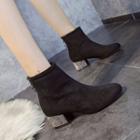 Block-heel Rhinestone Short Boots