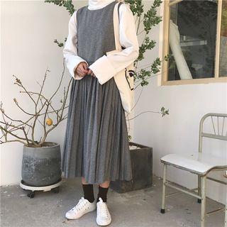 Accordion Pleated Midi Tank Dress