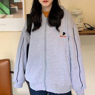 Hooded Embroidered Oversize Zip Jacket