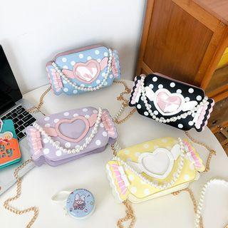 Pvc Panel Dotted Faux Leather Crossbody Bag