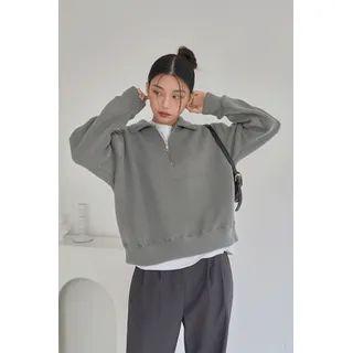 Collared Zipped Knit Sweatshirt