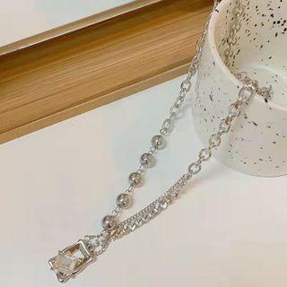 Pendant Rhinestone Alloy Necklace Necklace - Silver - One Size