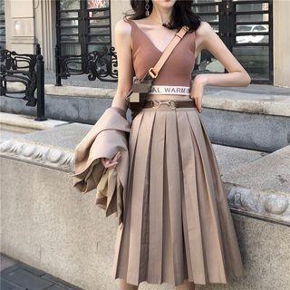 High Waist Accordion Pleat Skirt