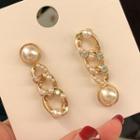 Faux Pearl Rhinestone Chain Drop Earring 1 Pair - Earrings - Asymmetric - One Size