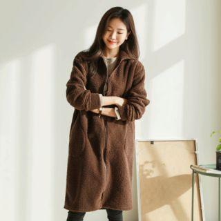 Sherpa-fleece Long Zip-up Jacket