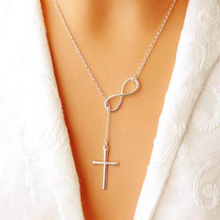 Infinity And Cross Pendant Sterling Silver Necklace