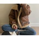 Convertible-neck Faux-shearling Jacket One Size
