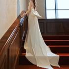 Spaghetti Strap Bow Mermaid Wedding Gown