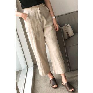 Straight-cut Wide-leg Linen Pants
