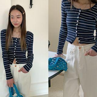 Slim-fit Stripe Crop Cardigan