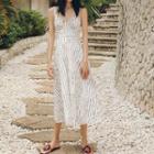 Sleeveless V-neck Striped Midi Dress
